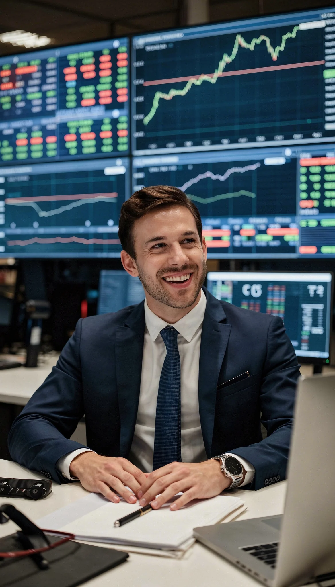 Trading professional reviewing market data