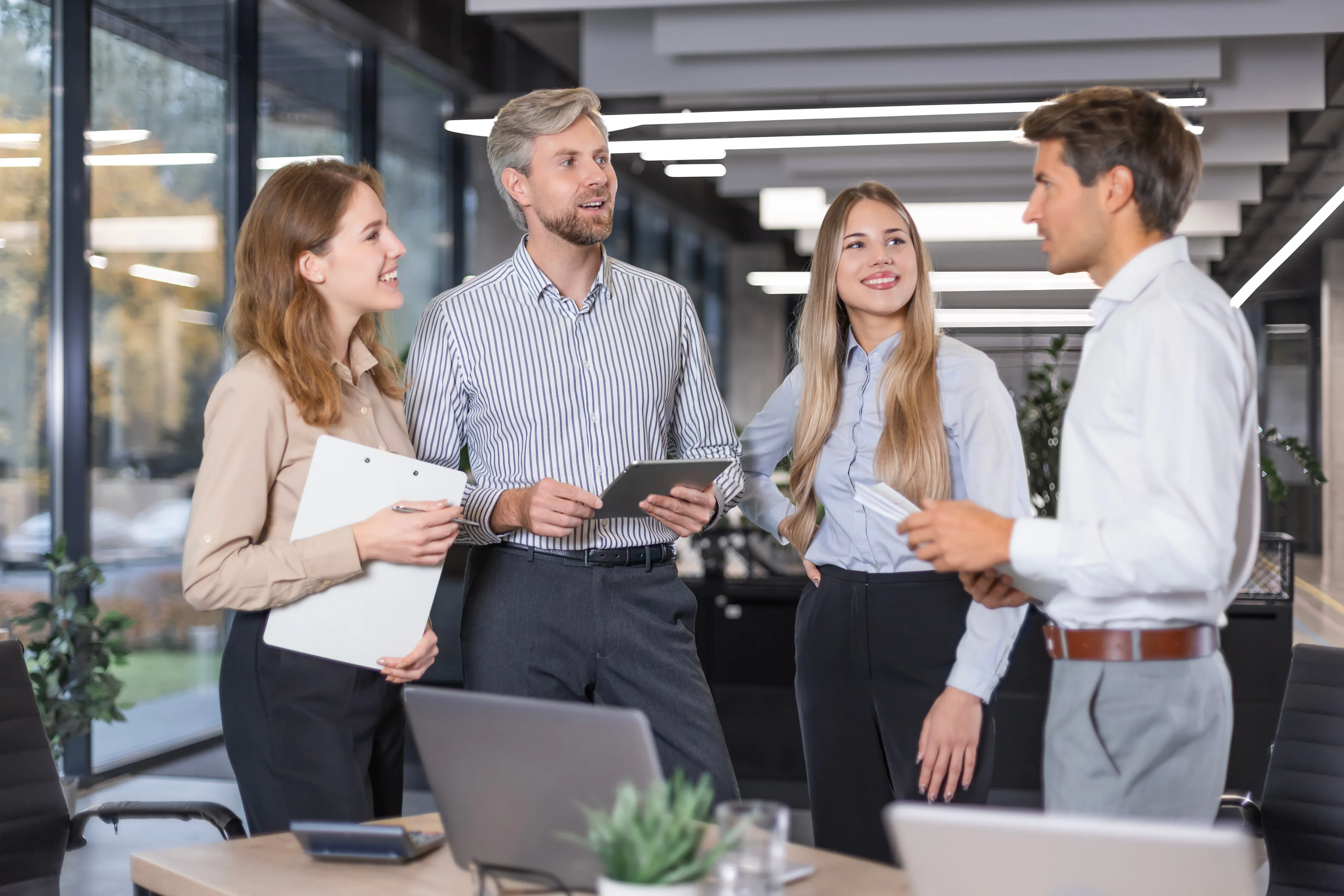 Recruitment consultants meeting with clients